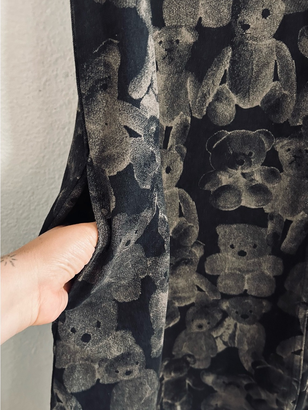 Teddy Fresh Black and Gray Teddy Bear Print Short Sleeve Dress - Picture 6 of 7